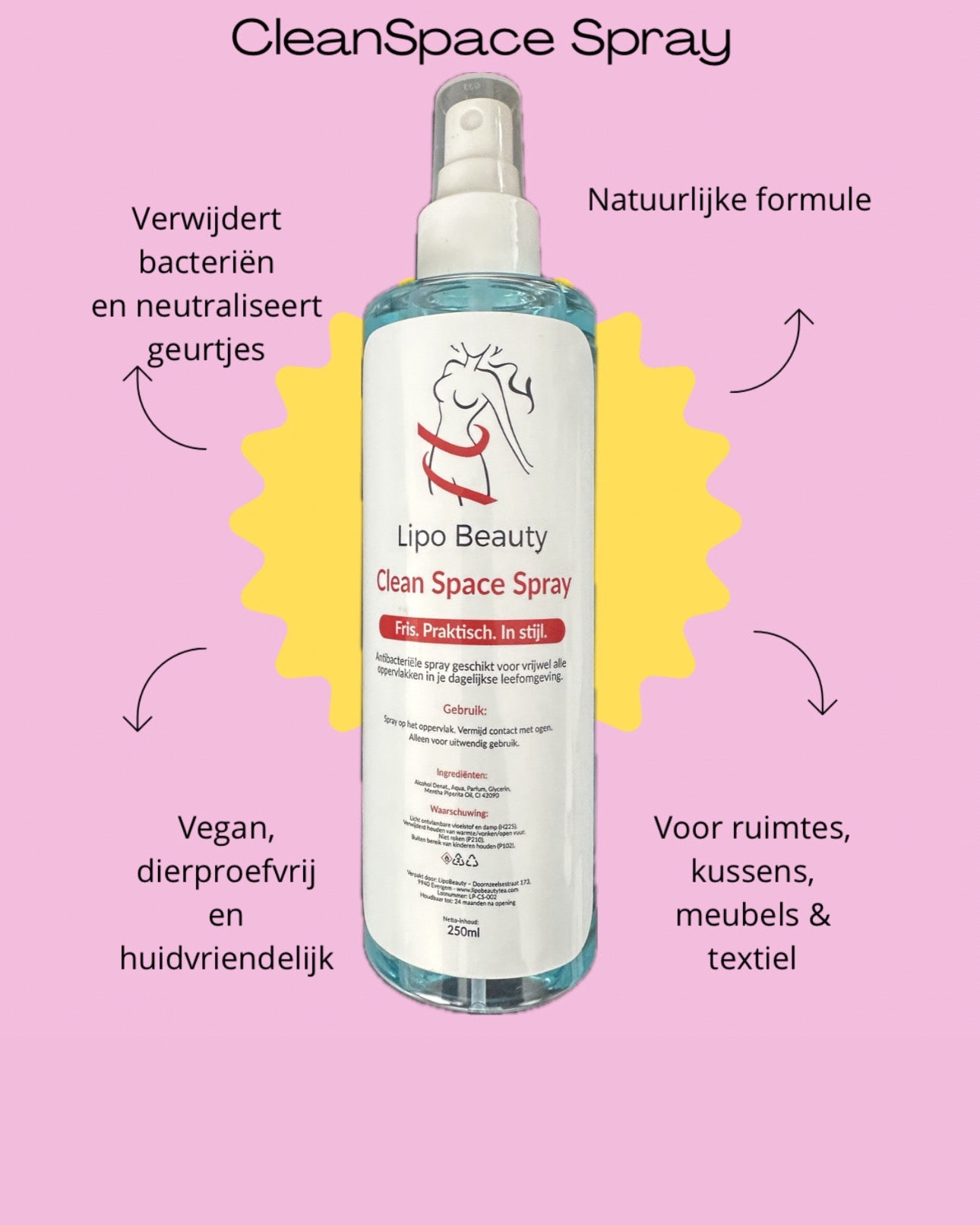 Fris. Zuiver. Beschermd. Ontdek de Lipo Beauty Clean Space Spray!